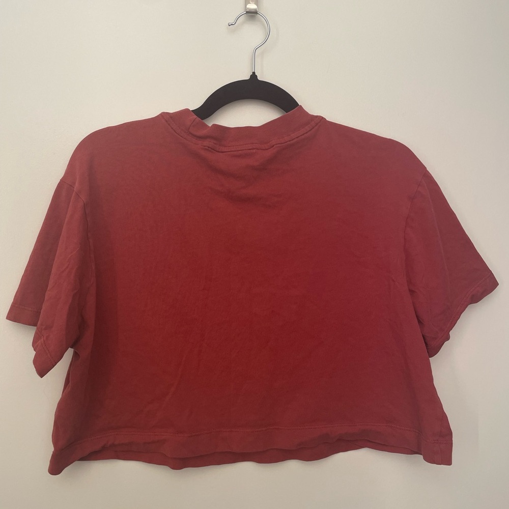 Nike Air Burgundy Crop Top with Black Logo Boxy Fit Size XS Pure Organic Cotton - Picture 2 of 4